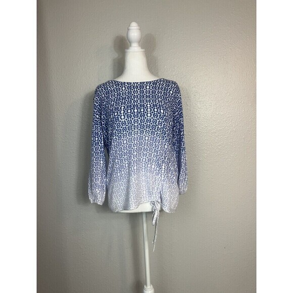 Chico’s Blue And White Gradient Circle Dot Sweater Tunic Size 1 sz 8 Medium A6 - Picture 1 of 8